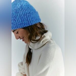 Free People Frostline Knit Beanie - Cobalt Blue